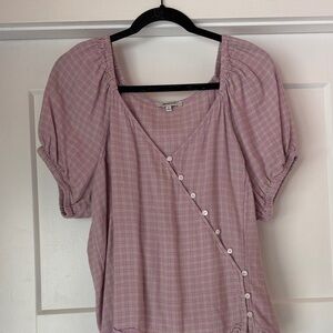 Madewell Lavender Checkered Blouse